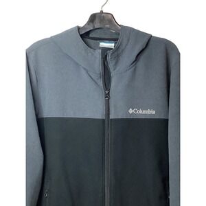 Columbia Mens Full Zip Hooded Softshell‎ Jacket Gray Black Colorblock
